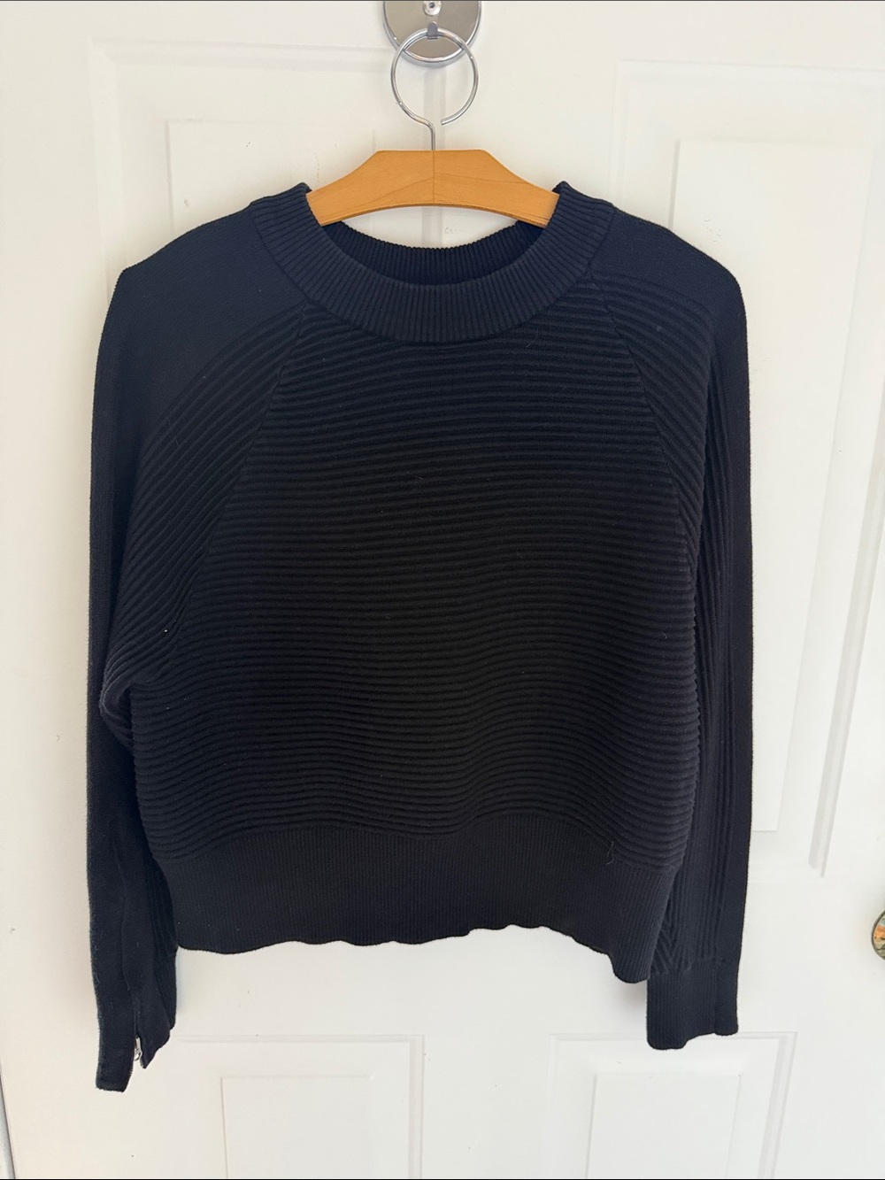 Women’s Black Ribbed Crewneck Sweater